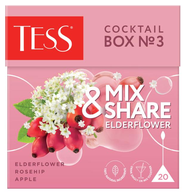 Чай травяной Tess Cocktail Box 3 бузина в пирамидках, 20х1,5 г