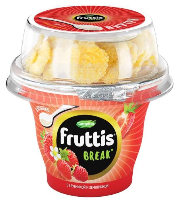 Йогуртный продукт Campina Fruttis Вкусный перерыв клубника-земляника с кукурузными хлопьями 2,5%, 175 г