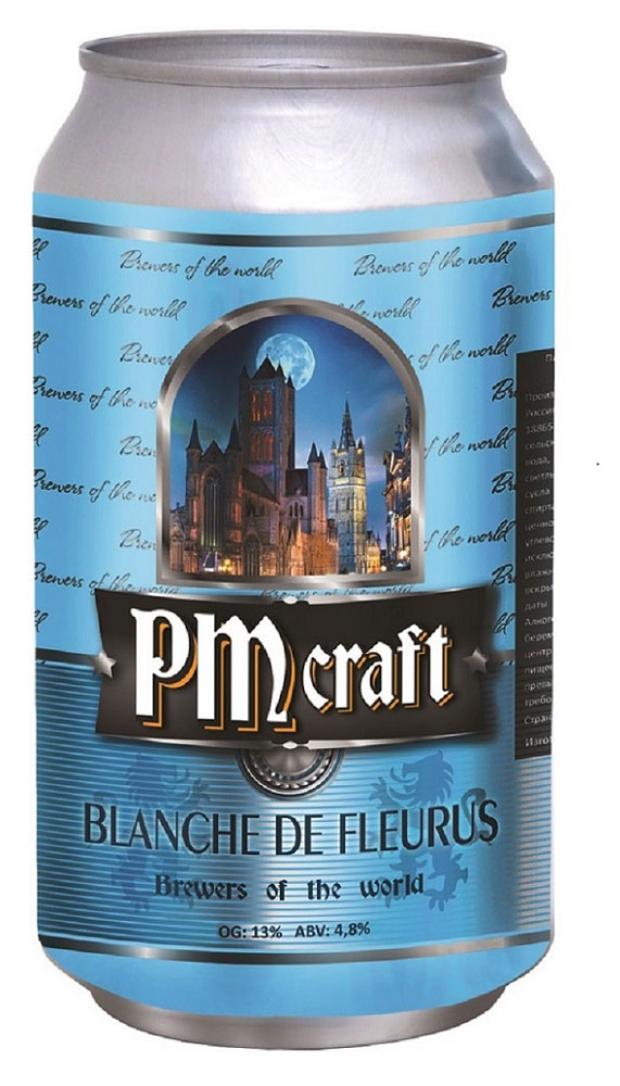 Пиво PMcraft Blanche De Fleurus светлое нефильтрованное 4,8%, 480 мл