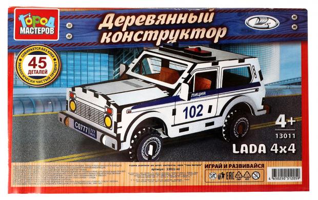 Конструктор деревянный Город мастеров Полиция Lada, 4x4 см