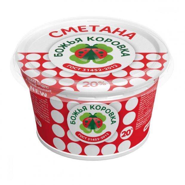 Сметана Божья Коровка 20%, 180 г