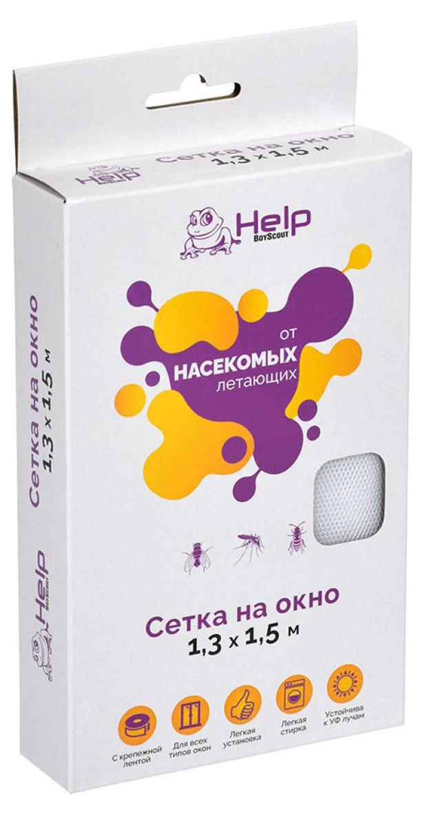 Сетка на окно Help Противомоскитная с крепежной лентой, 130х150 см