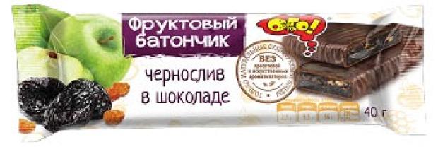 Батончик фруктовый ОГО! Чернослив в шоколаде, 40 г