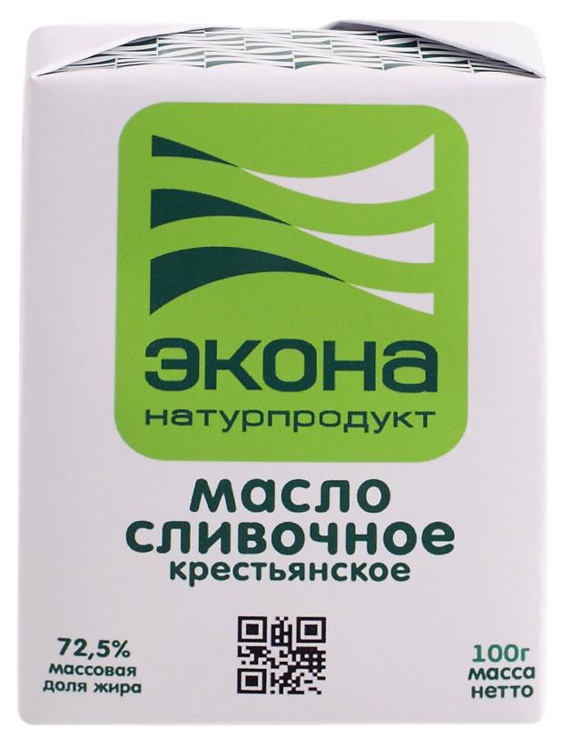 Масло сливочное Econa Крестьянское 72,5% БЗМЖ, 100 г