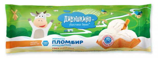 Мороженое пломбир Дивушкино-удивительная деревня Ванильный, 380 г