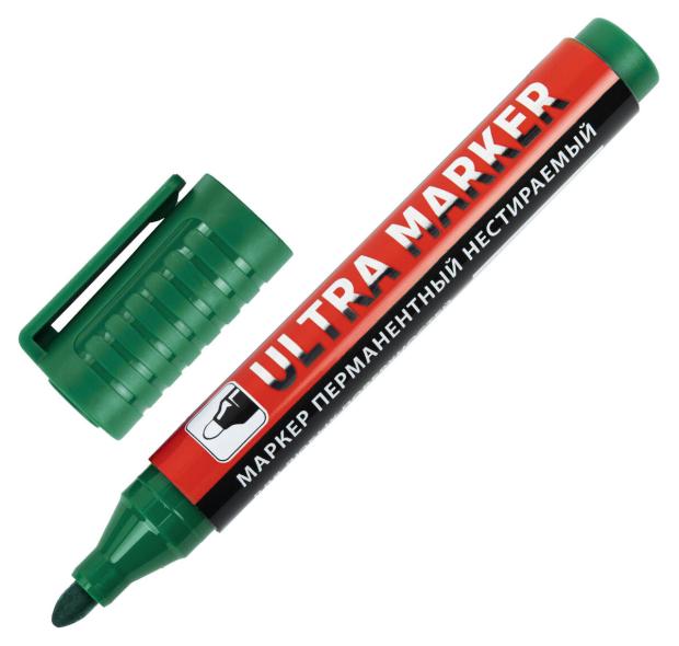 Маркер перманентный BRAUBERG Ultra Marker зеленый, 1 шт