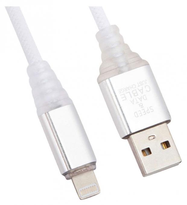 

USB кабель Liberty Project для Apple 8 pin Змея LED TPE белый