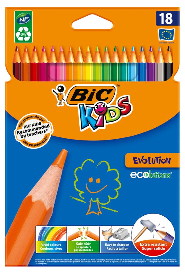 Цветные карандаши BIC Kids Evolution, 18 цветов