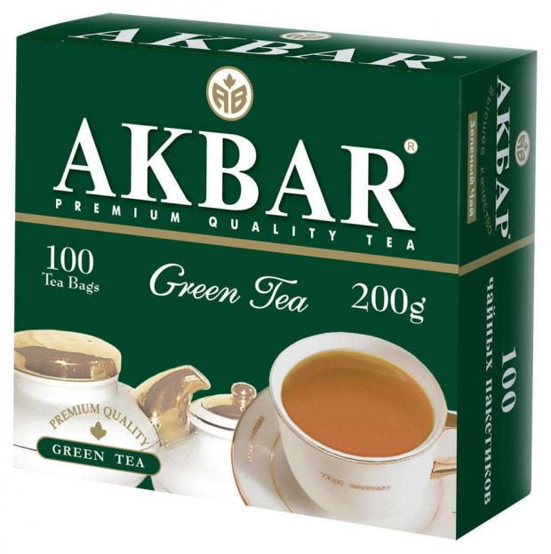 Чай зеленый AKBAR китайский в пакетиках, 100х2 г