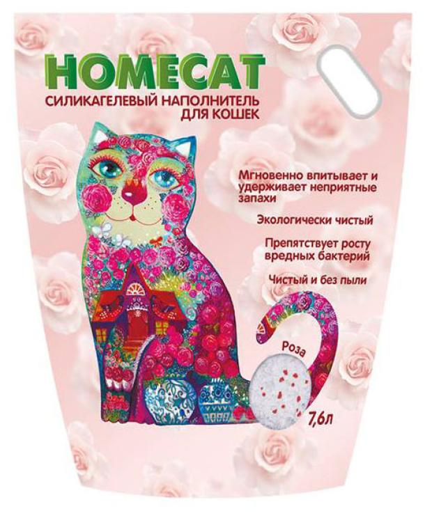 

Наполнитель для кошачьих туалетов HOMECAT Роза силикагелевый с ароматом розы, 7,6 л