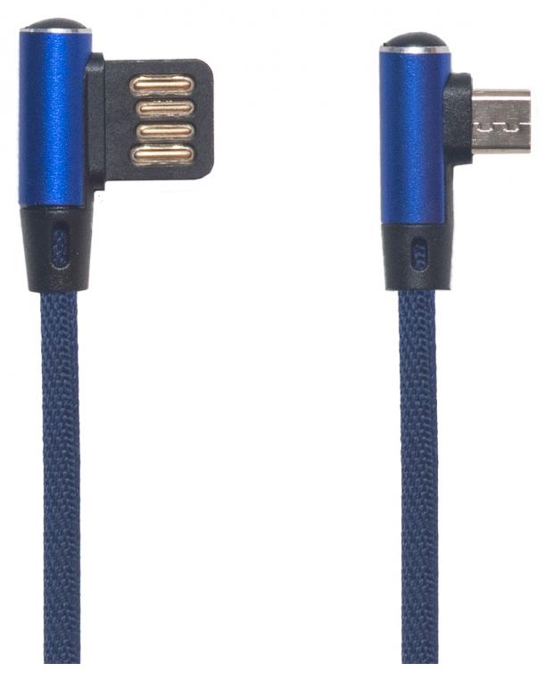 USB кабель "LP" Micro USB оплетка Т-порт 1м. (синий)