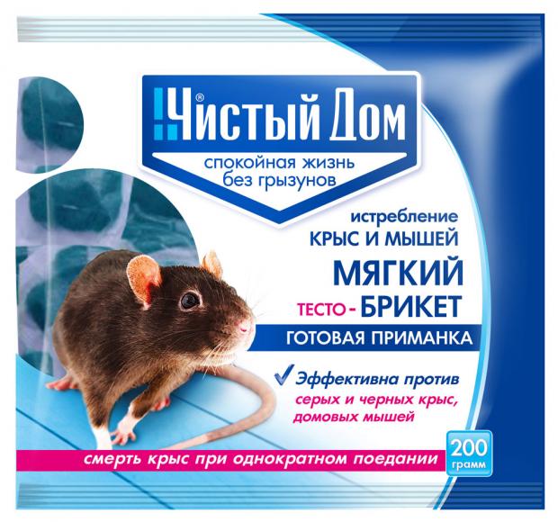 

Тесто-брикет от мышей и крыс Чистый Дом, 200 г
