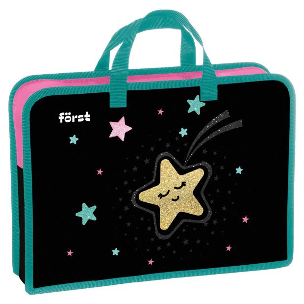 

Папка с ручками Forst Stars 1 отделение пластик на молнии А4, 340х245х75 мм