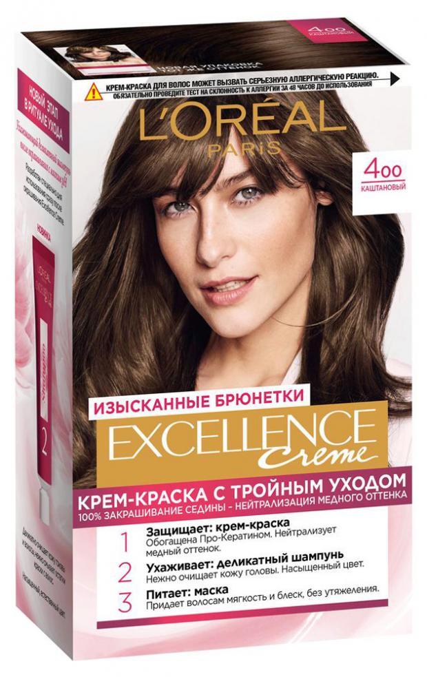 Крем-краска для волос L'Oreal Paris Excellence каштановый тон 4, 192 мл