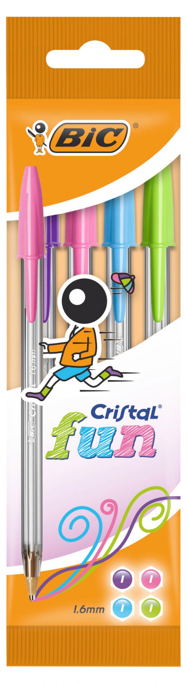 Ручка шариковая Bic Cristal Fun, 4 шт