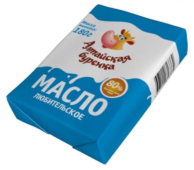 Масло сливочное Алтайская буренка Любительское 80% БЗМЖ, 180 г