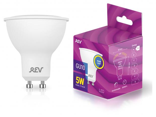 Лампа светодиодная Rev LED GU10 5Вт 220V 3000К лампа светодиодная rev par16 gu10 7w 3000k теплый свет рефлектор