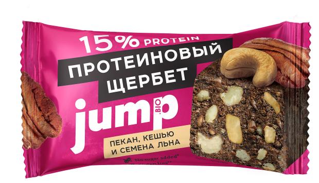 Щербет протеиновый 15% JUMP.BIO Пекан, кешью и семена льна без сахара, 50 г