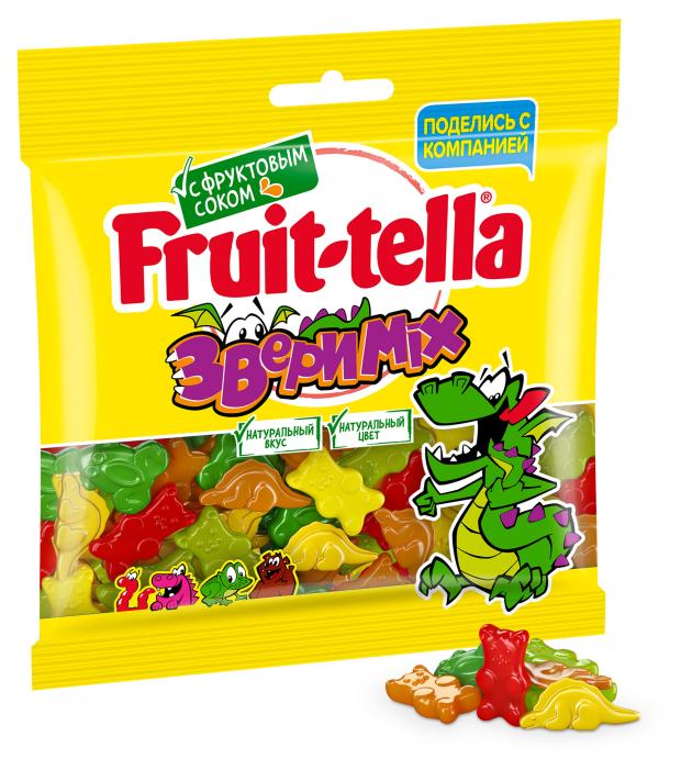 Мармелад жевательный Fruittella Звери Mix с фруктовым соком, 150 г