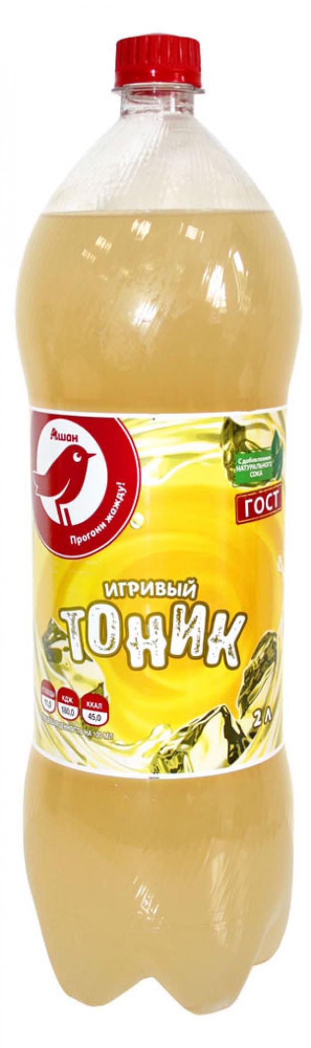 

Напиток сильногазированный АШАН Тоник безалкогольный, 2 л