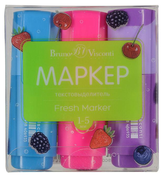 Набор текстовыделителей Альт Fresh Marker фиолетовый розовый голубой, 3 цвета