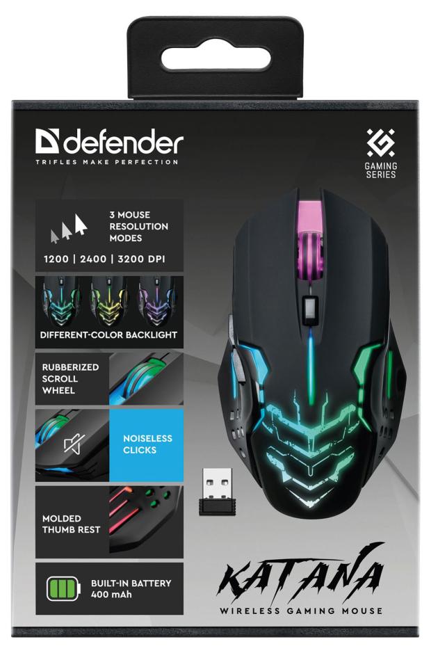 

Мышь беспроводная игровая Defender Katana GM-511 3200 dpi черная