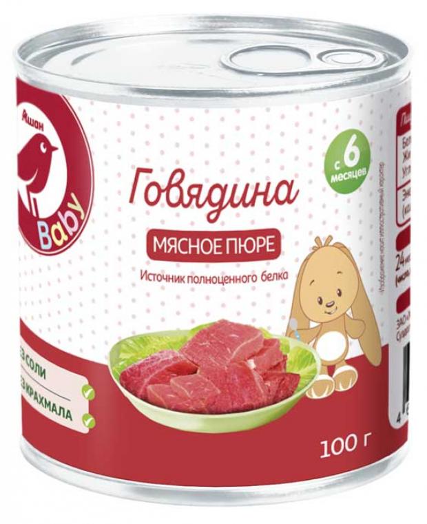 Пюре АШАН Красная птица Baby мясное говядина с 6 мес., 100 г