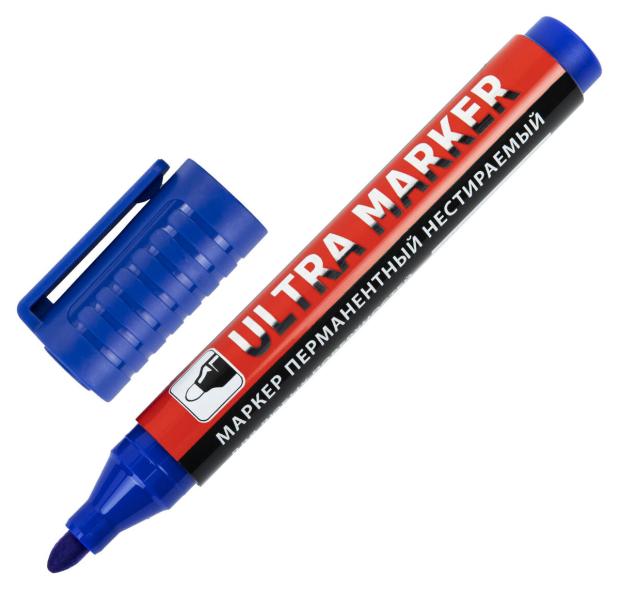 Маркер перманентный BRAUBERG Ultra Marker синий, 1 шт