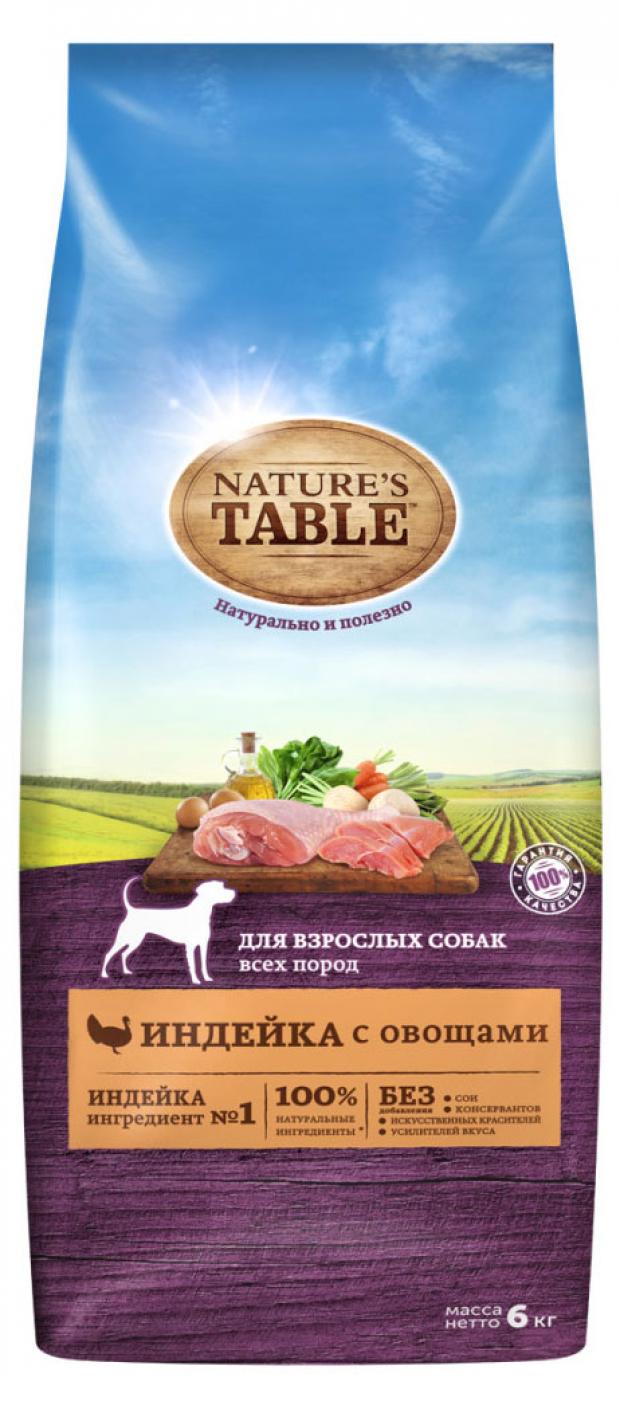 

Сухой корм для взрослых собак Natures Table всех пород Индейка с овощами, 6 кг