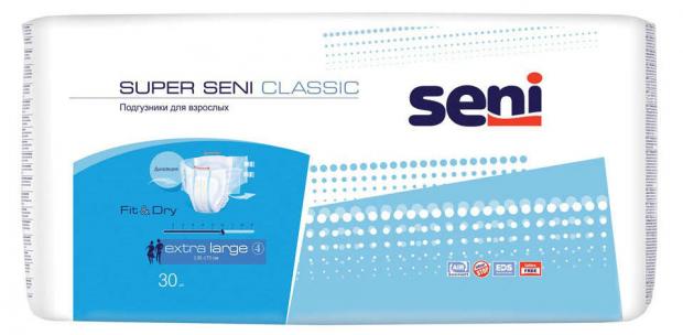 Подгузники урологические для взрослых Seni Classic Super размер XL, 30 шт