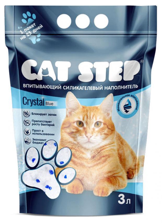 Наполнитель для кошачьего туалета Cat Step Crystal Blue cиликагель, 3 л