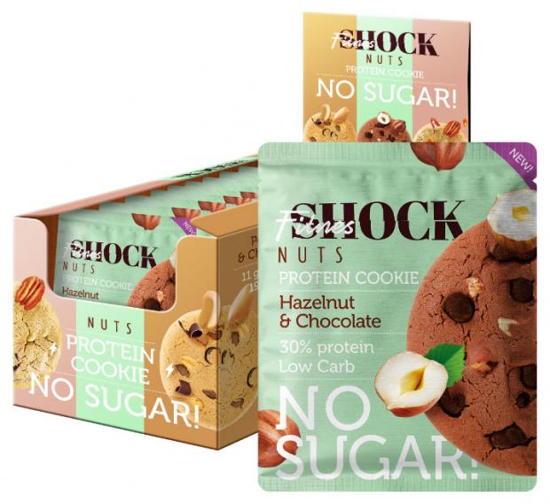

Печенье протеиновое FitnesSHOCK Шоколад-фундук, 40 г