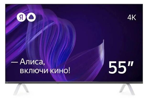 Телевизор Yandex YNDX-00073, 55 телевизор oled digma 65l qled android tv frameless черный серебристый 4k ultra hd 120hz hsr dvb t dvb t2 dvb c dvb s dvb s2 usb 2 0 wifi smart tv