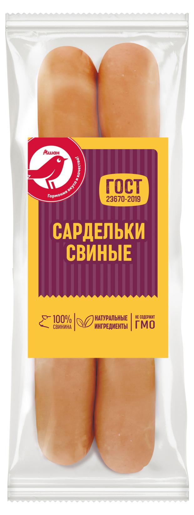 

Сардельки АШАН Красная птица Свиные ГОСТ, 500 г
