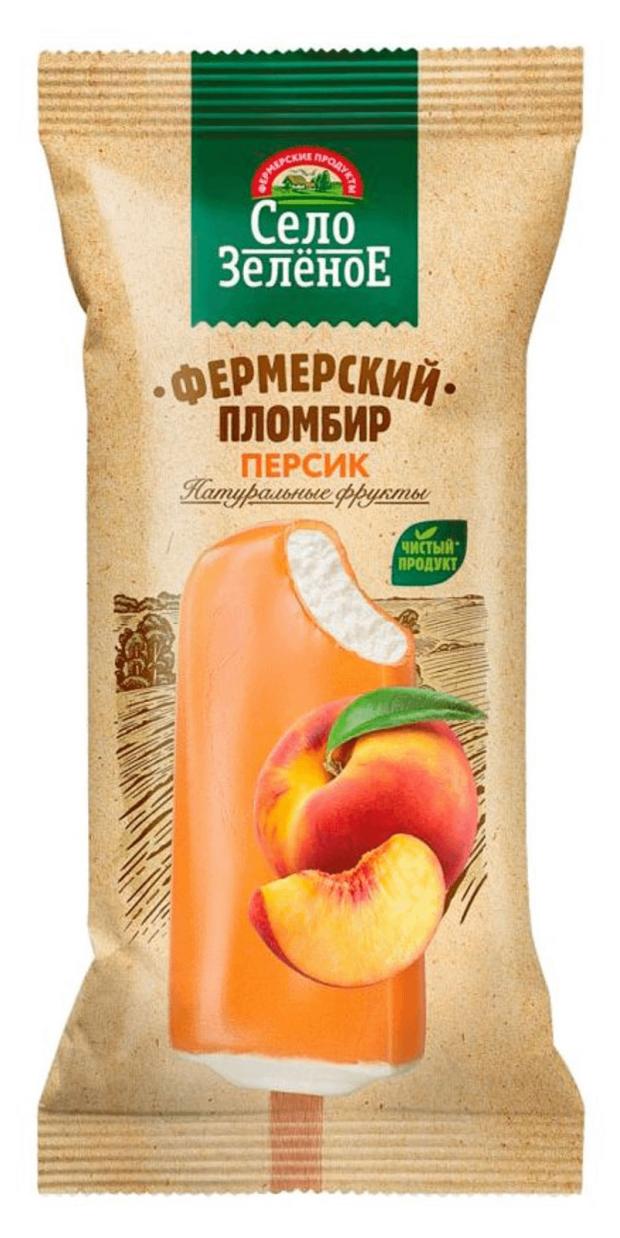 Мороженое пломбир Село Зеленое с ароматом персика во фруктовой глазури, 70 г