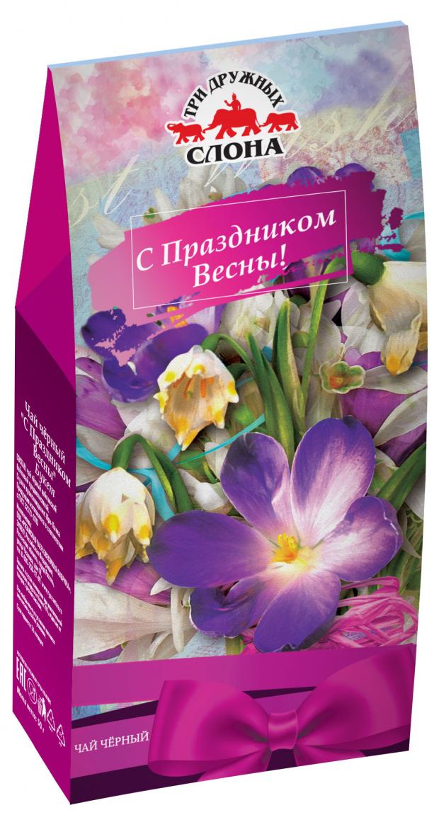 

Чай черный Три Дружных Слона цейлонский С праздником весны Букет, 50 г