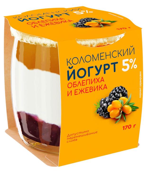 Йогурт Коломенский Облепиха-ежевика 5% БЗМЖ, 170 г