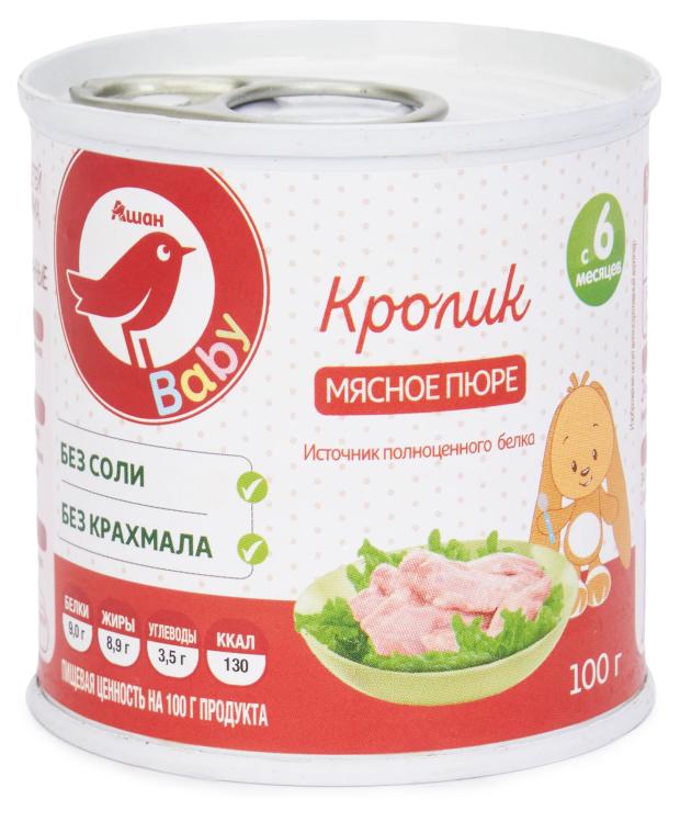 

Пюре АШАН Красная птица Baby мясное кролик с 6 мес., 100 г