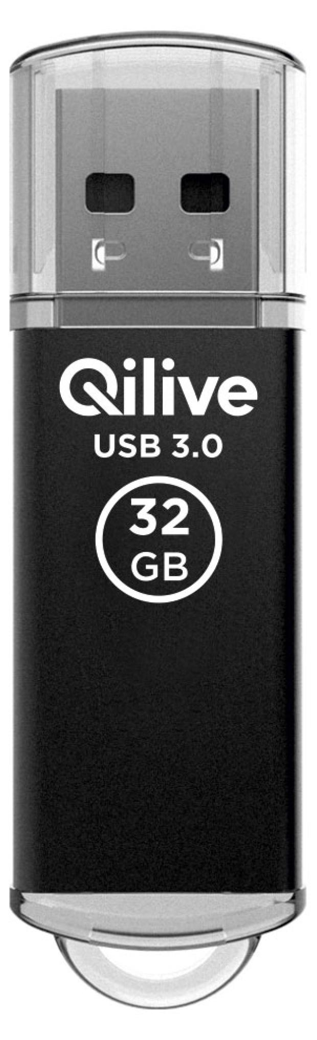 

Флешка Qilive USB 3.2 gen 1, с колпачком алюминий черная, 64GB