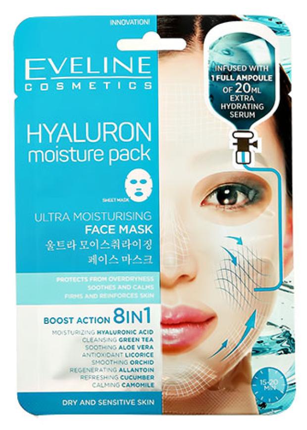 

Маска для лица тканевая Eveline Cosmetics Гиалуроновая увлажняющая процедура, 1 шт