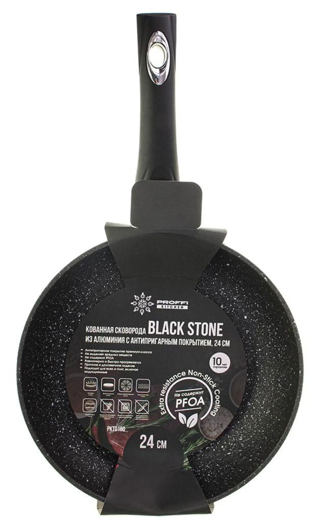 сковорода proffi kitchen cast iron чугунная 24 см Сковорода Proffi Kitchen Black Stone PKT0160, 24 см