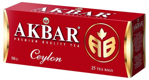 

Чай черный AKBAR цейлонский в пакетиках, 25х2 г