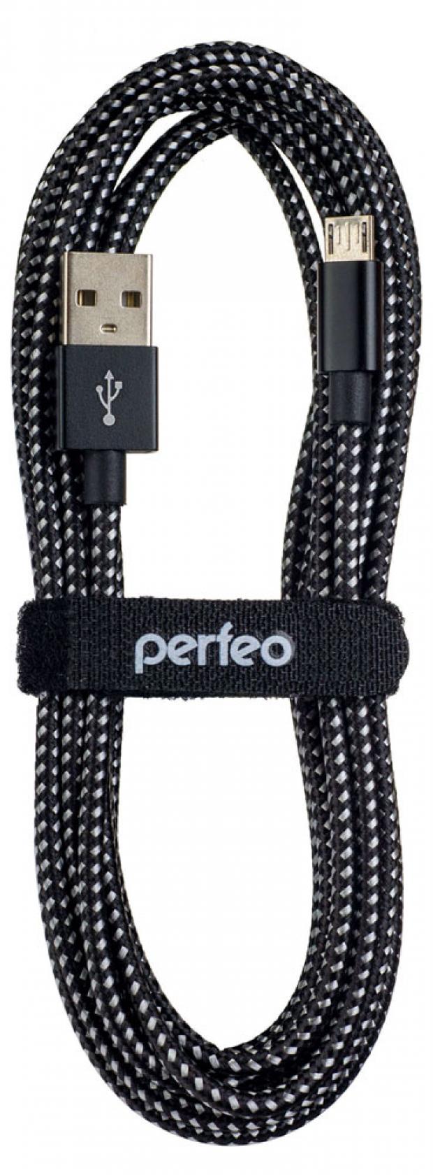 

Кабель USB 2,0 microUSB Perfeo черно-белый, 3 м