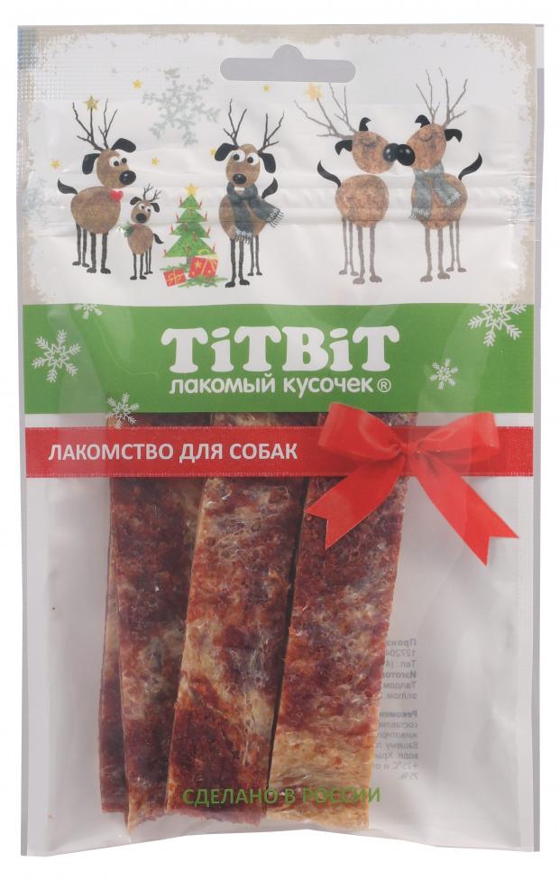 

Лакомство для собак TITBIT Мраморные стейки из говядины для собак Новогодняя коллекция, 80 г