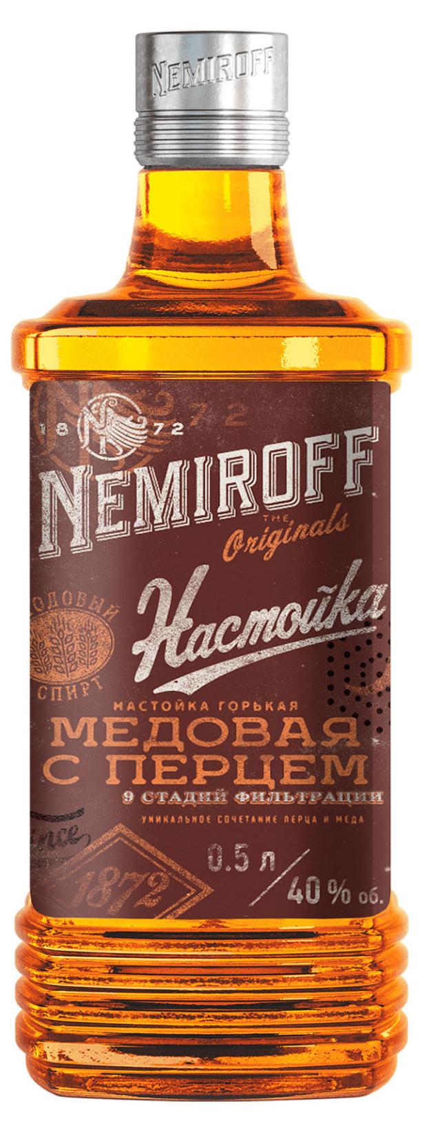 Настойка горькая Nemiroff Украинская медовая с перцем 40% Россия, 0,5 л настойка стужа медовая с перцем россия 0 25 л