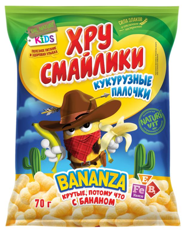 

Палочки кукурузные Хрусмайлики со вкусом банана, 70 г