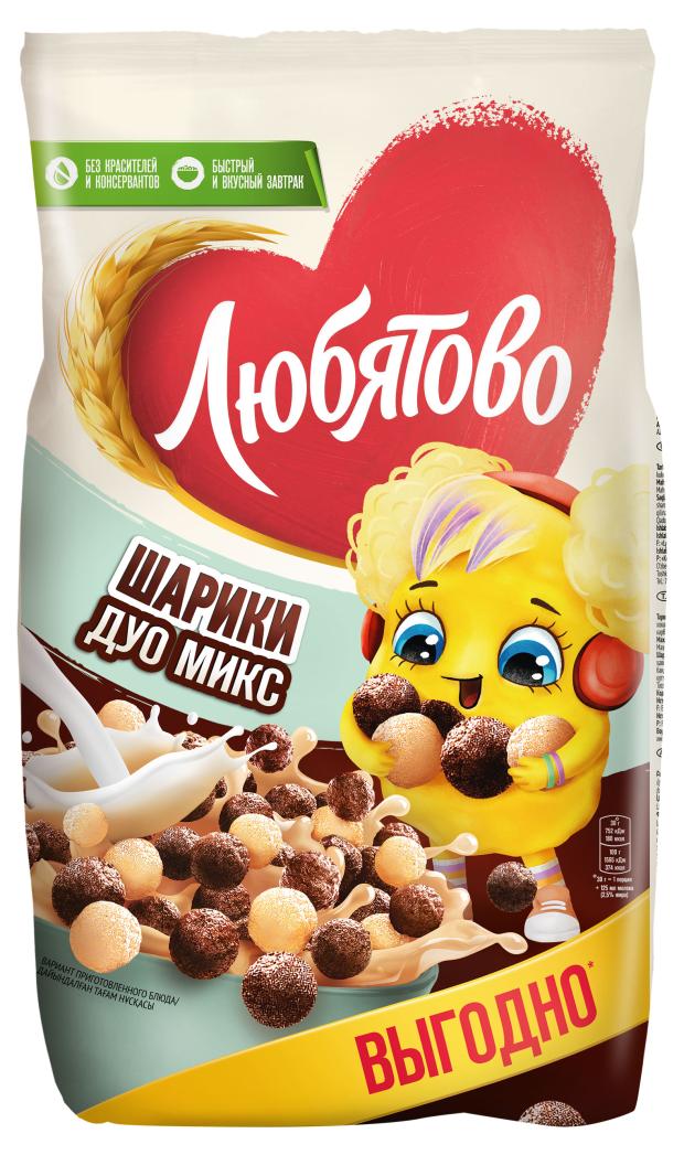 

Завтраки готовые Любятово Шарики Дуо Микс, 350 г