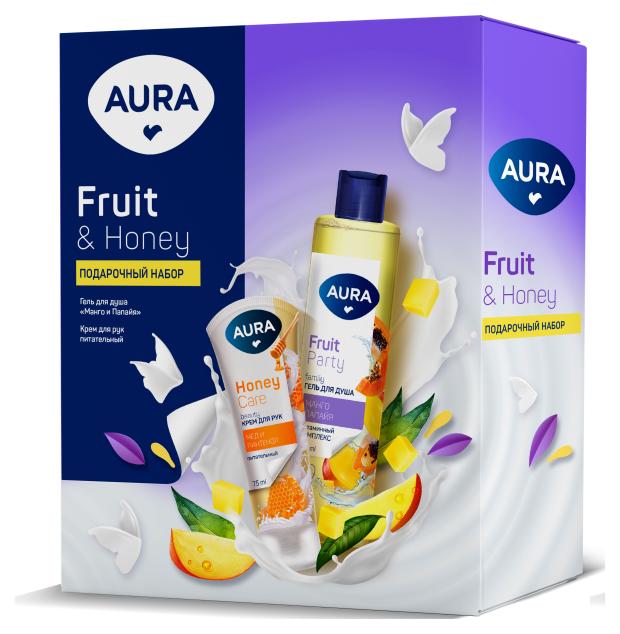 

Подарочный набор Aura Fruit and Honey Гель для душа Манго и папайя 250мл+Крем для рук Питательный с D-пантенолом и экстрактом меда 75мл