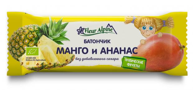 

Батончик Тропический Fleur Alpine Манго и Ананас, для всей семьи, 20 г