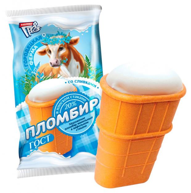 Мороженое пломбир Городецкая ферма ванильное БЗМЖ, 80 г